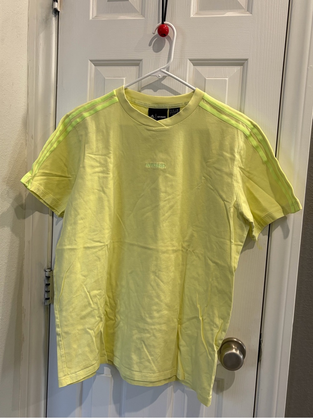 Adidas IV Park vintage Men’s Neon Yellow Three-Stripe Crew Neck T-Shirt
